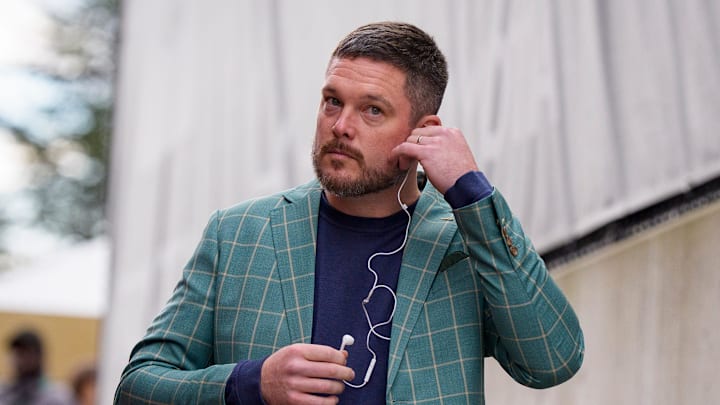 Oregon head coach Dan Lanning arrives at the field as the Oregon Ducks take on the Washington Huskies on Nov. 29, 2025, at Husky Stadium in Seattle, Washington.