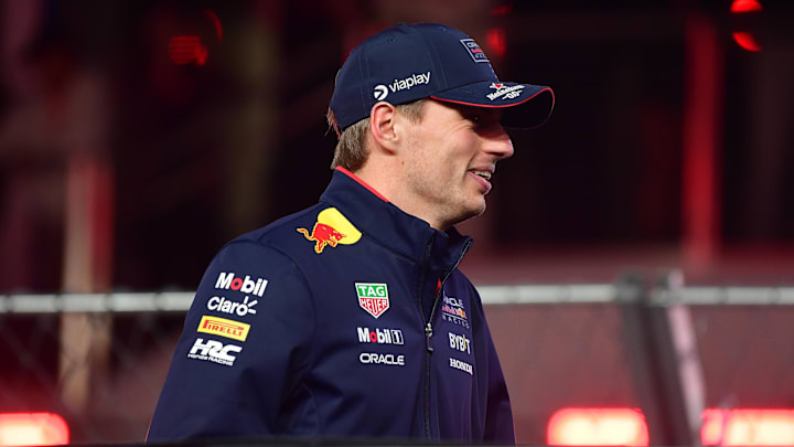Nov 23, 2024; Las Vegas, Nevada, USA; Oracle Red Bull Racing driver Max Verstappen (1) is introduced before the Las Vegas Grand Prix at Las Vegas Circuit. Mandatory Credit: Gary A. Vasquez-Imagn Images Nov 23, 2024; Las Vegas, Nevada, USA; Oracle Red Bull Racing driver Max Verstappen (1) is introduced before the Las Vegas Grand Prix at Las Vegas Circuit. Mandatory Credit: Gary A. Vasquez-Imagn Images