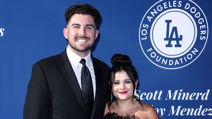 Sept. 19, 2022: Los Angeles Dodgers pitcher Alex Vesia and his wife, Kayla Vesia.