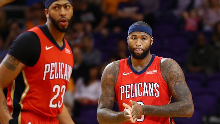 New Orleans Pelicans center DeMarcus Cousins (right) with forward Anthony Davis against the Phoenix Suns at Talking Stick Resort Arena. Mandatory Credit: Mark J. Rebilas-USA TODAY Sports New Orleans Pelicans center DeMarcus Cousins (right) with forward Anthony Davis against the Phoenix Suns at Talking Stick Resort Arena. Mandatory Credit: Mark J. Rebilas-USA TODAY Sports