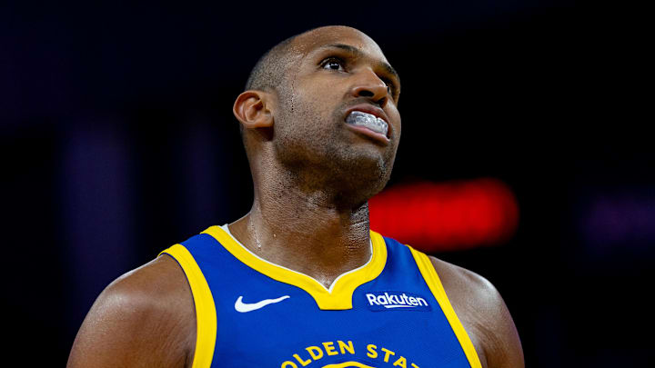 Mar 10, 2026; San Francisco, California, USA; Golden State Warriors center Al Horford (20) during overtime against the Chicago Bulls at Chase Center. Mandatory Credit: Bob Kupbens-Imagn Images Mar 10, 2026; San Francisco, California, USA; Golden State Warriors center Al Horford (20) during overtime against the Chicago Bulls at Chase Center. Mandatory Credit: Bob Kupbens-Imagn Images