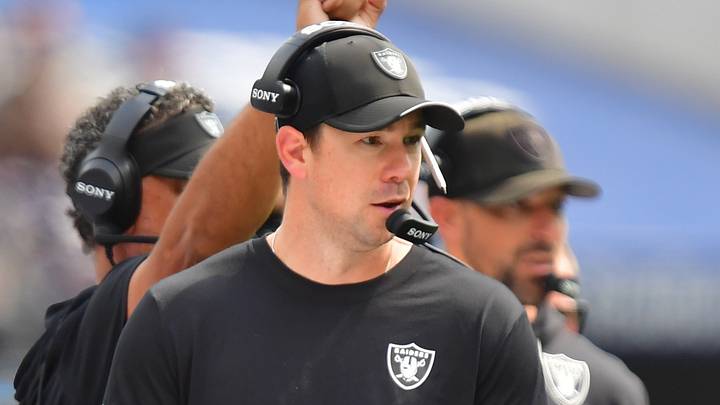 Sep 20, 2026; Inglewood, California, USA; Las Vegas Raiders head coach Klint Kubiak is seen against the Los Angeles Chargers during the first half at SoFi Stadium. Mandatory Credit: Gary A. Vasquez-Imagn Images Sep 20, 2026; Inglewood, California, USA; Las Vegas Raiders head coach Klint Kubiak is seen against the Los Angeles Chargers during the first half at SoFi Stadium. Mandatory Credit: Gary A. Vasquez-Imagn Images