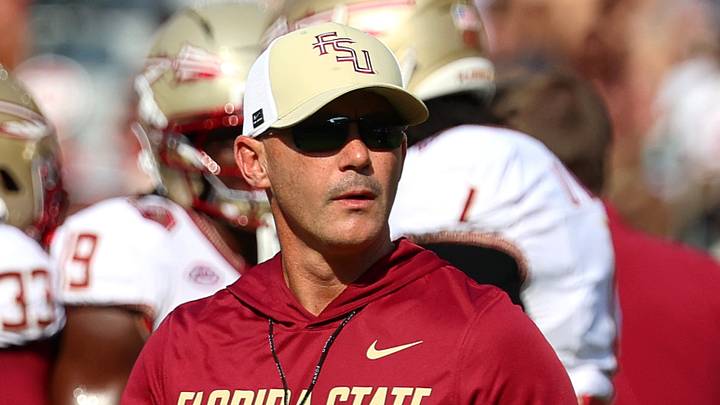 Sep 19, 2026; Tuscaloosa, Alabama, USA; Florida State Seminoles head coach Mike Norvell warms up his team before a game against the Alabama Crimson Tide at Saban Field at Bryant-Denny Stadium. Mandatory Credit: David Leong-Imagn Images Sep 19, 2026; Tuscaloosa, Alabama, USA; Florida State Seminoles head coach Mike Norvell warms up his team before a game against the Alabama Crimson Tide at Saban Field at Bryant-Denny Stadium. Mandatory Credit: David Leong-Imagn Images