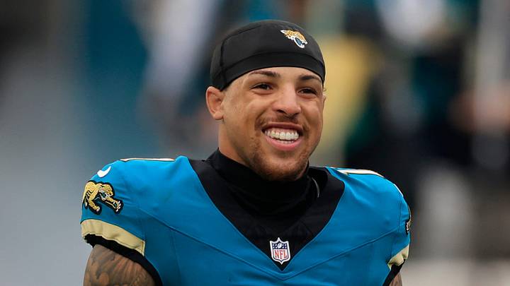 Jacksonville Jaguars wide receiver Parker Washington (11) runs on the field before an NFL football matchup at EverBank Stadium, Sunday, Jan. 4, 2026, in Jacksonville, Fla. The Jaguars defeated the Titans 41-7, capturing the AFC South title. 