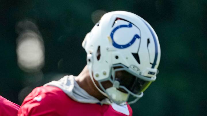 Indianapolis Colts quarterback Anthony Richardson stands on the field