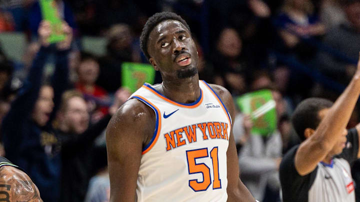 Dec 29, 2025; New Orleans, Louisiana, USA; New Orleans Pelicans fans react to a three point basket by guard/forward Saddiq Bey (41) against New York Knicks forward Mohamed Diawara (51) during the first half at Smoothie King Center. Mandatory Credit: Stephen Lew-Imagn Images Dec 29, 2025; New Orleans, Louisiana, USA; New Orleans Pelicans fans react to a three point basket by guard/forward Saddiq Bey (41) against New York Knicks forward Mohamed Diawara (51) during the first half at Smoothie King Center. Mandatory Credit: Stephen Lew-Imagn Images