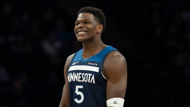 Feb 11, 2026; Minneapolis, Minnesota, USA; Minnesota Timberwolves guard Anthony Edwards (5) celebrates Minnesota Timberwolves forward Julius Randle (not pictured) making a shot against the Portland Trail Blazers in the second half at Target Center. Mandatory Credit: Jesse Johnson-Imagn Images Feb 11, 2026; Minneapolis, Minnesota, USA; Minnesota Timberwolves guard Anthony Edwards (5) celebrates Minnesota Timberwolves forward Julius Randle (not pictured) making a shot against the Portland Trail Blazers in the second half at Target Center. Mandatory Credit: Jesse Johnson-Imagn Images