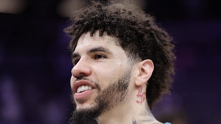 Charlotte Hornets guard LaMelo Ball after the game against the Sacramento Kings.