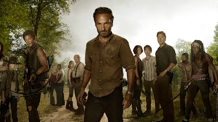 (L to R) Lori Grimes (Sarah Wayne Callies); Carl Grimes (Chandler Riggs); Daryl Dixon (Norman Reedus); Carol (Melissa Suzanne McBride); T-Dog (Robert 'IronE' Singleton); Beth Greene (Emily Kinney); Hershel Greene (Scott Wilson); Rick Grimes (Andrew Lincoln); Maggie Greene (Lauren Cohan); Glenn (Steven Yeun); The Governor (David Morrissey); Michonne (Danai Gurira) and Andrea (Laurie Holden) - The Walking Dead Season 3, Gallery 