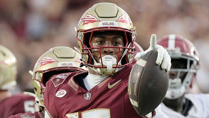 Aug 30, 2025; Tallahassee, Florida, USA; Florida State Seminoles wide receiver Micahi Danzy (19) reacts after a play against the Alabama Crimson Tide during the second half at Doak S. Campbell Stadium. Mandatory Credit: Melina Myers-Imagn Images Aug 30, 2025; Tallahassee, Florida, USA; Florida State Seminoles wide receiver Micahi Danzy (19) reacts after a play against the Alabama Crimson Tide during the second half at Doak S. Campbell Stadium. Mandatory Credit: Melina Myers-Imagn Images