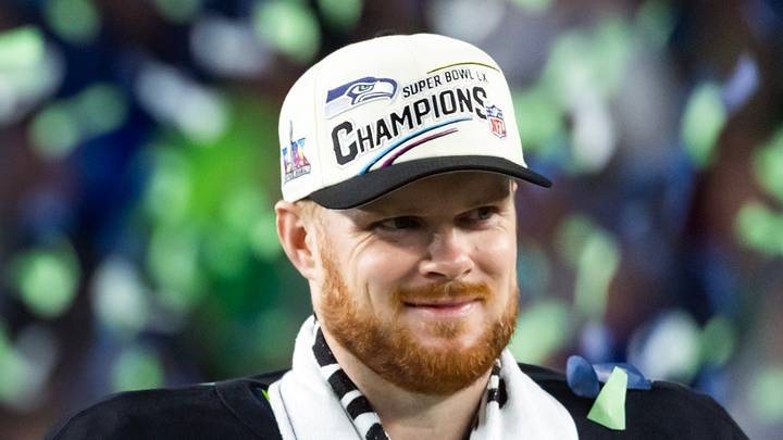 Seattle Seahawks quarterback Sam Darnold after defeating the New England Patriots Seattle Seahawks quarterback Sam Darnold after defeating the New England Patriots