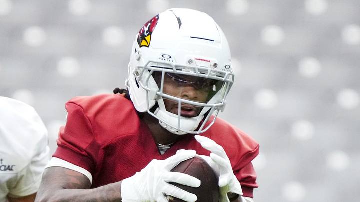 Arizona Cardinals receiver Ihmir Smith-Marsette (9) practices during training camp at State Farm Stadium in Glendale on July 26, 2026.