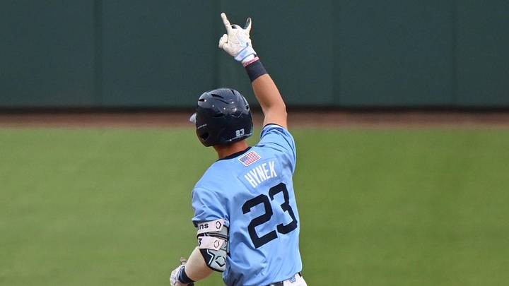May 30, 2026; Chapel Hill, NC, USA; North Carolina Tar Heels catcher Colin Hynek (23) celebrates while running the bases during a home run during game 4 of the Chapel Hill Regional at Boshamer Stadium. Mandatory Credit: William Howard-Imagn Images May 30, 2026; Chapel Hill, NC, USA; North Carolina Tar Heels catcher Colin Hynek (23) celebrates while running the bases during a home run during game 4 of the Chapel Hill Regional at Boshamer Stadium. Mandatory Credit: William Howard-Imagn Images