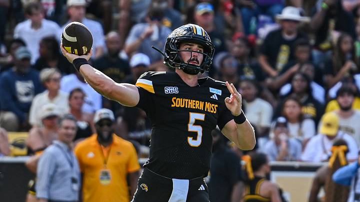 Southern Miss QB Ethan Hampton on a stepback pass during the third quarter. Southern Miss QB Ethan Hampton on a stepback pass during the third quarter.