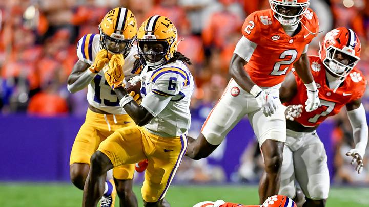 LSU wide receiver Winston Watkins Jr. breaks free from the Clemson defense on Saturday. LSU wide receiver Winston Watkins Jr. breaks free from the Clemson defense on Saturday.