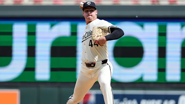 Minnesota Twins pitcher Cole Sands (44) delivers a pitch against the Kansas City Royals during the ninth inning at Target Field. 