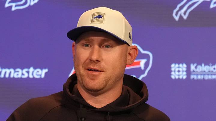 Jun 9, 2026; Orchard Park, NY, USA; Buffalo Bills head coach Joe Brady answers questions during practice press conference. Mandatory Credit: Gregory Fisher-Imagn Images Jun 9, 2026; Orchard Park, NY, USA; Buffalo Bills head coach Joe Brady answers questions during practice press conference. Mandatory Credit: Gregory Fisher-Imagn Images
