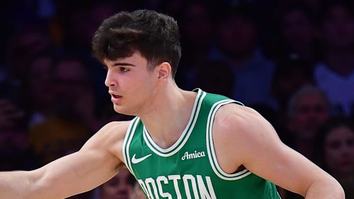 Feb 22, 2026; Los Angeles, California, USA; Los Angeles Lakers guard Luka Doncic (77) moves the ball against Boston Celtics guard Hugo Gonzalez (28) during the first half at Crypto.com Arena. Mandatory Credit: Gary A. Vasquez-Imagn Images Feb 22, 2026; Los Angeles, California, USA; Los Angeles Lakers guard Luka Doncic (77) moves the ball against Boston Celtics guard Hugo Gonzalez (28) during the first half at Crypto.com Arena. Mandatory Credit: Gary A. Vasquez-Imagn Images