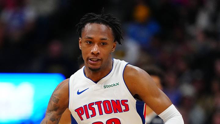 Dec 28, 2024; Denver, Colorado, USA; Detroit Pistons forward Ronald Holland II (00) dribbles up court in the second half against the Denver Nuggets at Ball Arena. Mandatory Credit: Ron Chenoy-Imagn Images Dec 28, 2024; Denver, Colorado, USA; Detroit Pistons forward Ronald Holland II (00) dribbles up court in the second half against the Denver Nuggets at Ball Arena. Mandatory Credit: Ron Chenoy-Imagn Images