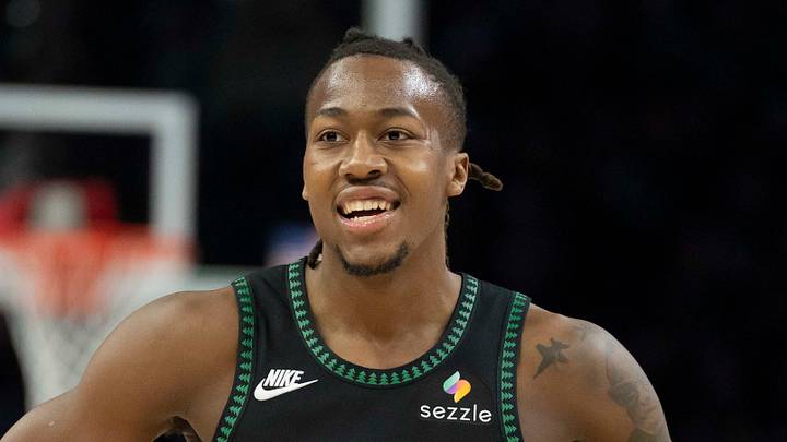 May 8, 2026; Minneapolis, Minnesota, USA; Minnesota Timberwolves guard Ayo Dosunmu (13) against the San Antonio Spurs in the first half during game three of the second round of the 2026 NBA Playoffs at Target Center. Mandatory Credit: Jesse Johnson-Imagn Images