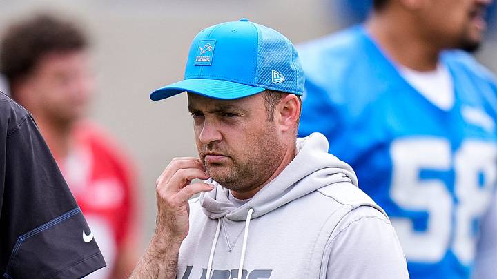 Detroit Lions pass game coordinator Mike Kafka, left, talks to offensive coordinator Drew Petzing during mini camp at Meijer Performance Center in Allen Park on Wednesday, June 17, 2026.