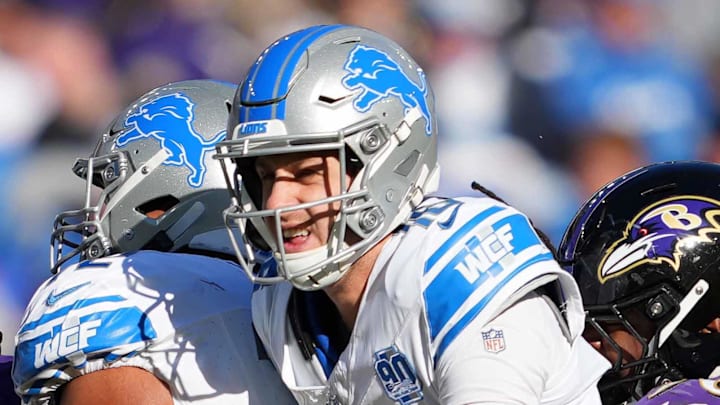 Oct 22, 2023; Baltimore, Maryland, USA; Baltimore Ravens tackle Broderick Washington (96) sacks Detroit Lions quarterback Jared Goff (16) in the fourth quarter at M&T Bank Stadium. Mandatory Credit: Mitch Stringer-Imagn Images Oct 22, 2023; Baltimore, Maryland, USA; Baltimore Ravens tackle Broderick Washington (96) sacks Detroit Lions quarterback Jared Goff (16) in the fourth quarter at M&T Bank Stadium. Mandatory Credit: Mitch Stringer-Imagn Images