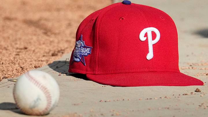 Jun 12, 2026; Milwaukee, Wisconsin, USA; Philadelphia Phillies hat on the field during batting practice before a game against the Milwaukee Brewers at American Family Field. Mandatory Credit: Michael McLoone-Imagn Images Jun 12, 2026; Milwaukee, Wisconsin, USA; Philadelphia Phillies hat on the field during batting practice before a game against the Milwaukee Brewers at American Family Field. Mandatory Credit: Michael McLoone-Imagn Images