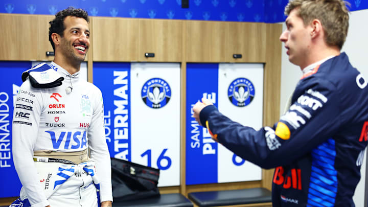 MONTREAL, QUEBEC - JUNE 05: Daniel Ricciardo of Australia and Visa Cash App RB and Max Verstappen of the Netherlands and Oracle Red Bull Racing prepare to take part in the Red Bull Unserious Race during previews ahead of the F1 Grand Prix of Canada on June 05, 2024 in Montreal, Quebec. (Photo by Mark Thompson/Getty Images) MONTREAL, QUEBEC - JUNE 05: Daniel Ricciardo of Australia and Visa Cash App RB and Max Verstappen of the Netherlands and Oracle Red Bull Racing prepare to take part in the Red Bull Unserious Race during previews ahead of the F1 Grand Prix of Canada on June 05, 2024 in Montreal, Quebec. (Photo by Mark Thompson/Getty Images)