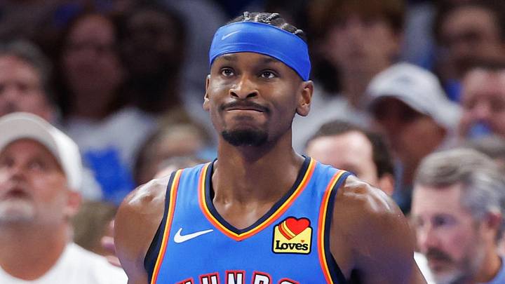 May 20, 2026; Oklahoma City, Oklahoma, USA; Oklahoma City Thunder guard Shai Gilgeous-Alexander (2) reacts to a play during the fourth quarter against the San Antonio Spurs during game two of the western conference finals for the 2026 NBA playoffs at Paycom Center. Mandatory Credit: Alonzo Adams-Imagn Images May 20, 2026; Oklahoma City, Oklahoma, USA; Oklahoma City Thunder guard Shai Gilgeous-Alexander (2) reacts to a play during the fourth quarter against the San Antonio Spurs during game two of the western conference finals for the 2026 NBA playoffs at Paycom Center. Mandatory Credit: Alonzo Adams-Imagn Images