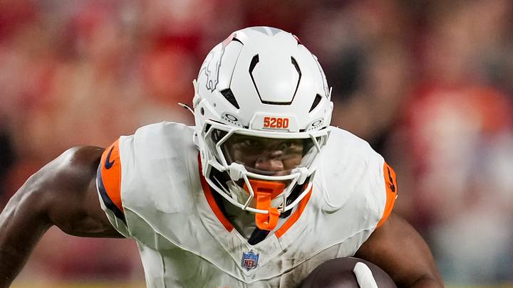 Denver Broncos running back J.K. Dobbins Denver Broncos running back J.K. Dobbins