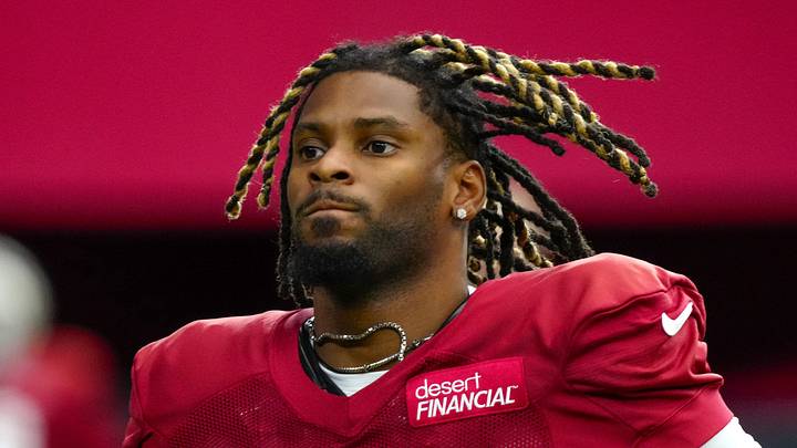 Cardinals wide receiver Ihmir Smith-Marsette (9) warms up during training camp at State Farm Stadium in Glendale on July 28, 2026. Cardinals wide receiver Ihmir Smith-Marsette (9) warms up during training camp at State Farm Stadium in Glendale on July 28, 2026.
