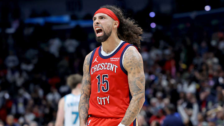 New Orleans Pelicans guard Jose Alvarado (15) during a game against the Charlotte Hornets.