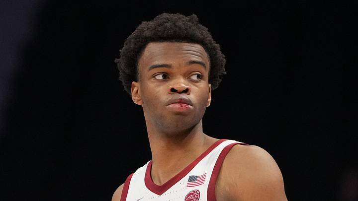 Mar 10, 2026; Charlotte, NC, USA; Stanford Cardinal guard Ebuka Okorie (1) on the court in the second half at Spectrum Center. Mandatory Credit: Bob Donnan-Imagn Images Mar 10, 2026; Charlotte, NC, USA; Stanford Cardinal guard Ebuka Okorie (1) on the court in the second half at Spectrum Center. Mandatory Credit: Bob Donnan-Imagn Images