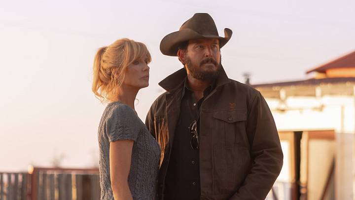 L-R: Kelly Reilly as Beth Dutton and Cole Hauser as Rip Wheeler in Dutton Ranch, episode 8, season 1, streaming on Paramount+, 2026. 
