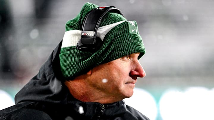 Michigan State's head coach Jonathan Smith looks on from the sideline during the third quarter in the game against Rutgers on Saturday, Nov. 30, 2024, at Spartan Stadium in East Lansing. Michigan State's head coach Jonathan Smith looks on from the sideline during the third quarter in the game against Rutgers on Saturday, Nov. 30, 2024, at Spartan Stadium in East Lansing.