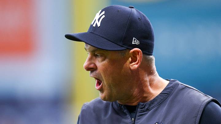 Jul 8, 2026; St. Petersburg, Florida, USA; New York Yankees manager Aaron Boone (17) reacts after being ejected against the Tampa Bay Rays in the sixth inning at Tropicana Field. Mandatory Credit: Nathan Ray Seebeck-Imagn Images Jul 8, 2026; St. Petersburg, Florida, USA; New York Yankees manager Aaron Boone (17) reacts after being ejected against the Tampa Bay Rays in the sixth inning at Tropicana Field. Mandatory Credit: Nathan Ray Seebeck-Imagn Images