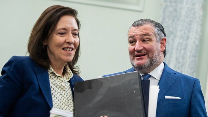 Chairman Sen. Ted Cruz (R-Texas) and ranking member Sen. Maria Cantwell (D-Wash.) attend a roundtable on the Protect College Sports Act. Chairman Sen. Ted Cruz (R-Texas) and ranking member Sen. Maria Cantwell (D-Wash.) attend a roundtable on the Protect College Sports Act.