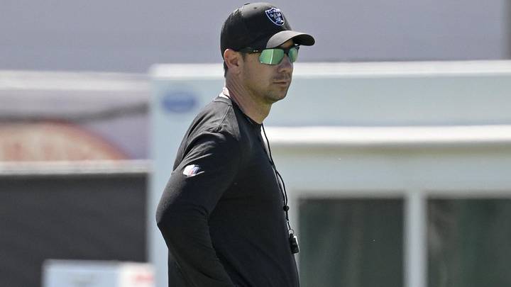 May 20, 2026; Henderson, NV, USA; Las Vegas Raiders head coach Klint Kubiak looks on during organized team activities at Intermountain Health Performance Center. Mandatory Credit: Candice Ward-Imagn Images May 20, 2026; Henderson, NV, USA; Las Vegas Raiders head coach Klint Kubiak looks on during organized team activities at Intermountain Health Performance Center. Mandatory Credit: Candice Ward-Imagn Images