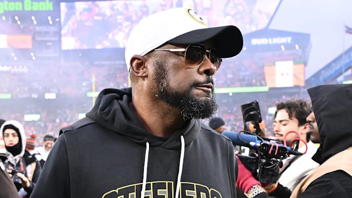Dec 28, 2025; Cleveland, Ohio, USA; Pittsburgh Steelers head coach Mike Tomlin walks off the field after the game against the Cleveland Browns at Huntington Bank Field. Mandatory Credit: Ken Blaze-Imagn Images