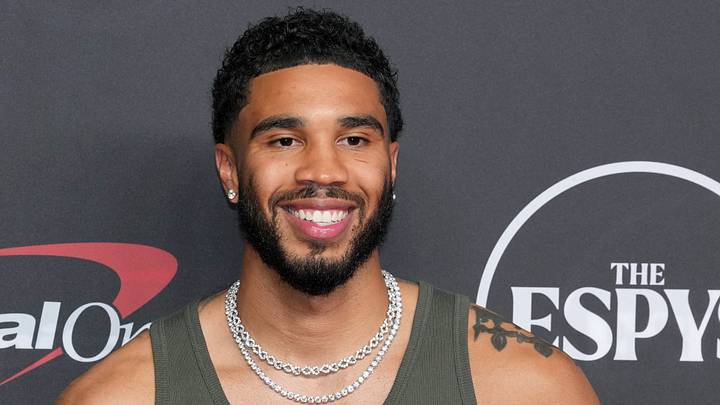 Jul 15, 2026; New York, NY, USA; Jayson Tatum arrives on the red carpet before the 2026 ESPY Awards at Lincoln Center. Mandatory Credit: Kirby Lee-Imagn Images