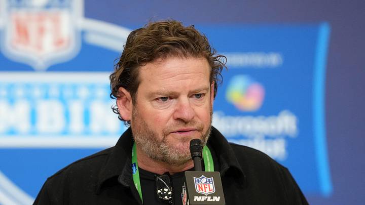 Seattle Seahawks general manager John Schneider speaks to the media