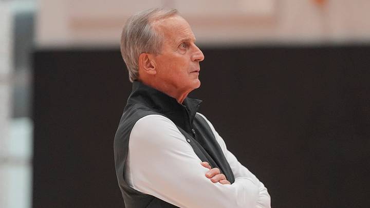Tennesee basketball coach Rick Barnes during a Tennessee basketball practice in Pratt Pavilion on July 23, 2026.
