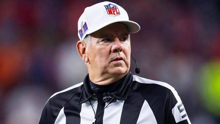NFL referee Bill Vinovich during the Kansas City Chiefs game against the San Francisco 49ers in Super Bowl LVIII. NFL referee Bill Vinovich during the Kansas City Chiefs game against the San Francisco 49ers in Super Bowl LVIII.