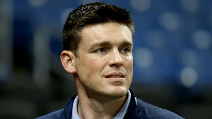 Oct 7, 2021; St. Petersburg, Florida, USA; Tampa Bay Rays general manager Erik Neander before game one of the 2021 ALDS at Tropicana Field.