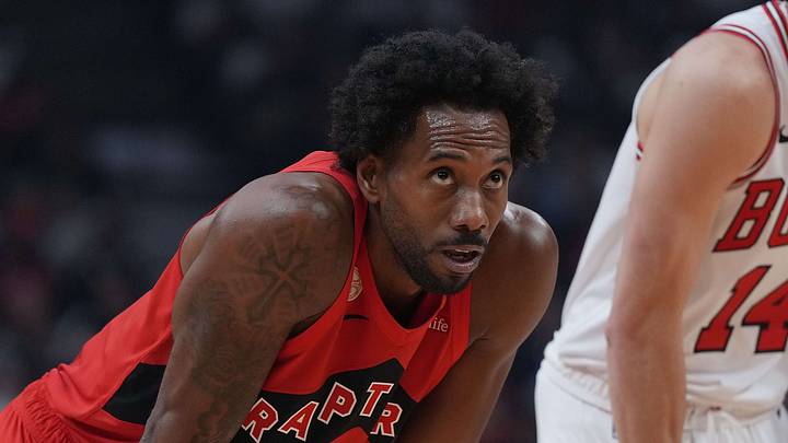 Oct 21, 2026; Toronto, Ontario, CAN;  Toronto Raptors forward Kawhi Leonard (2) waits for play to start against the Chicago Bulls during the first quarter at Scotiabank Arena.  Mandatory Credit: Nick Turchiaro-Imagn Images