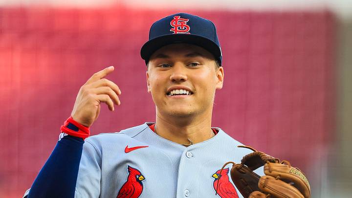 Aug 17, 2026; Cincinnati, Ohio, USA; St. Louis Cardinals second baseman JJ Wetherholt (26) runs off the field at the end of the first inning against the Cincinnati Reds at Great American Ball Park. Mandatory Credit: Katie Stratman-Imagn Images