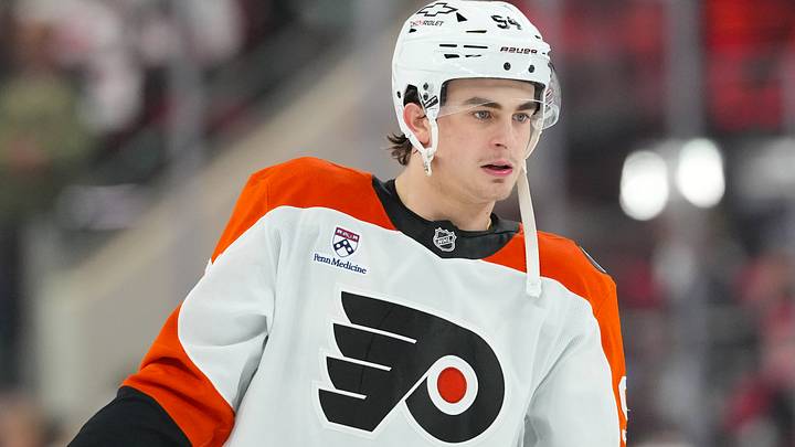 May 4, 2026; Raleigh, North Carolina, USA; Philadelphia Flyers right wing Porter Martone (94) during the warmups before the game against the Carolina Hurricanes in game two of the second round of the 2026 Stanley Cup Playoffs at Lenovo Center. May 4, 2026; Raleigh, North Carolina, USA; Philadelphia Flyers right wing Porter Martone (94) during the warmups before the game against the Carolina Hurricanes in game two of the second round of the 2026 Stanley Cup Playoffs at Lenovo Center.