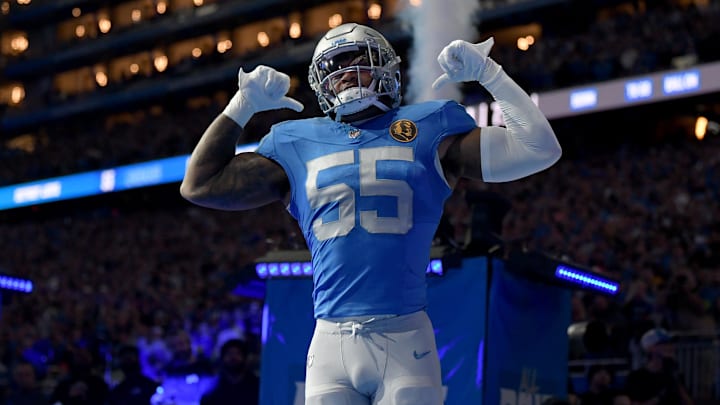 Detroit Lions linebacker Derrick Barnes (55).