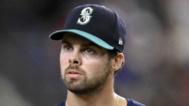 Seattle Mariners relief pitcher Matt Brash (47) pitches during the game between the Texas Rangers and the Seattle Mariners at Globe Life Field on June 28. 