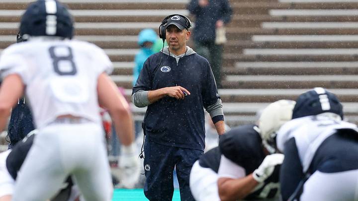 Apr 25, 2026; University Park, PA, USA; Penn State Nittany Lions head coach Matt Campbell looks on from behind the line of scrimmage during the Penn State Blue-White Spring game at Beaver Stadium. Mandatory Credit: Matthew O'Haren-Imagn Images Apr 25, 2026; University Park, PA, USA; Penn State Nittany Lions head coach Matt Campbell looks on from behind the line of scrimmage during the Penn State Blue-White Spring game at Beaver Stadium. Mandatory Credit: Matthew O'Haren-Imagn Images